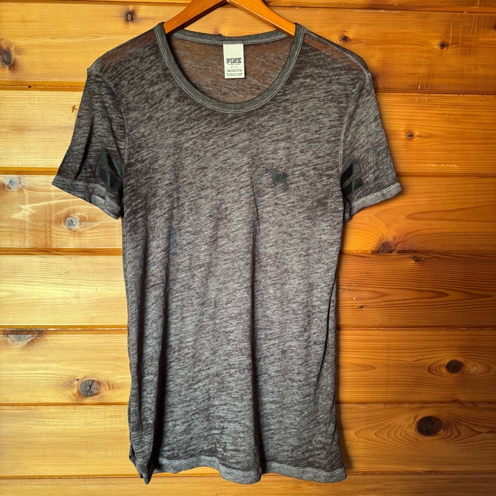 PINK Grey Burn Out T-Shirt